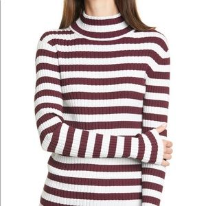 Tory Burch Striped Mock-neck Top